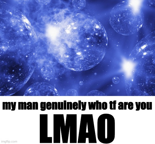 The Multiverse | LMAO my man genuinely who tf are you | image tagged in the multiverse | made w/ Imgflip meme maker