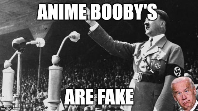 Adolf Hitler | ANIME BOOBY'S; ARE FAKE | image tagged in adolf hitler | made w/ Imgflip meme maker