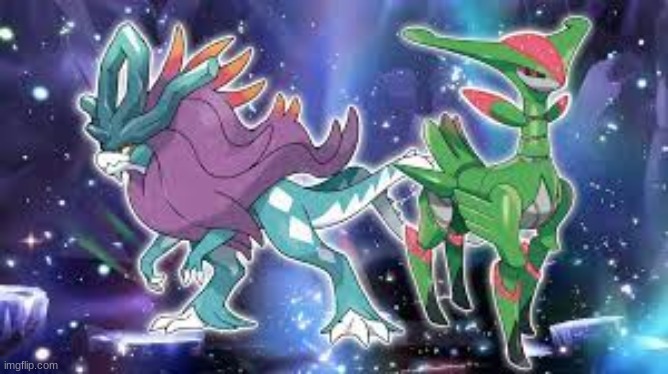 The newest paradox forms! Walking Wake (past Suicune) and Iron Leaves (future Virizion) | image tagged in paradox pokemon,scarlet and violet,walking wake,suicune,iron leaves,virizion | made w/ Imgflip meme maker