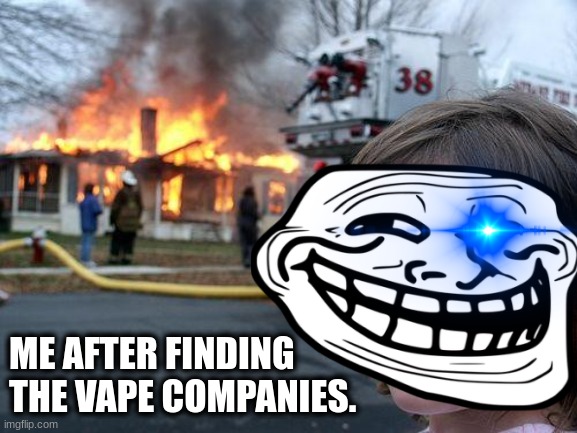 Me When I find... | ME AFTER FINDING THE VAPE COMPANIES. | image tagged in memes | made w/ Imgflip meme maker
