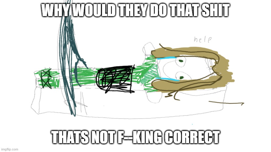 WHY WOULD THEY DO THAT SHIT THATS NOT F--KING CORRECT | image tagged in lloyd in the femr breaker badly drawn | made w/ Imgflip meme maker