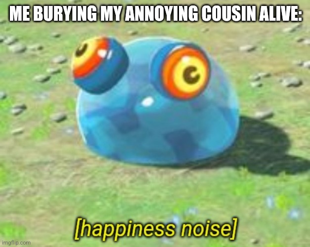 BOTW chuchu happiness noise | ME BURYING MY ANNOYING COUSIN ALIVE: | image tagged in botw chuchu happiness noise | made w/ Imgflip meme maker