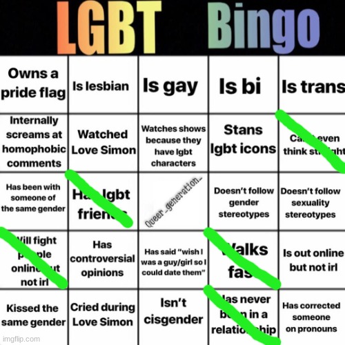 doing bingos that don't apply to me part 1 | image tagged in lgbtq bingo | made w/ Imgflip meme maker
