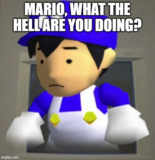 MARIO, WHAT THE HELL ARE YOU DOING? | image tagged in unsettled smg4 | made w/ Imgflip meme maker