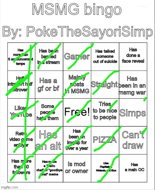 MSMG bingo by poke | image tagged in msmg bingo by poke | made w/ Imgflip meme maker