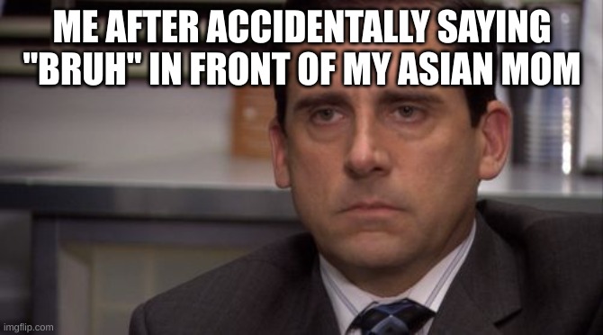 ... | ME AFTER ACCIDENTALLY SAYING "BRUH" IN FRONT OF MY ASIAN MOM | image tagged in are you kidding me | made w/ Imgflip meme maker