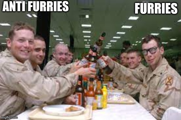 Cheers comrade | ANTI FURRIES; FURRIES | image tagged in aftf,peace | made w/ Imgflip meme maker