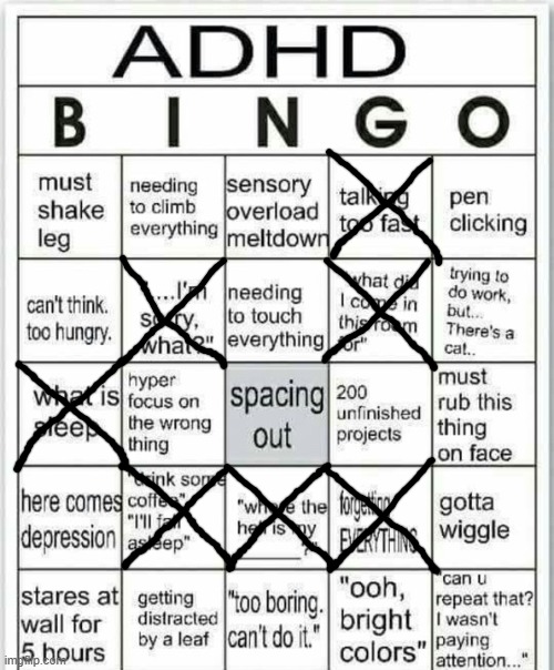 I'm surprised. | image tagged in adhd bingo | made w/ Imgflip meme maker