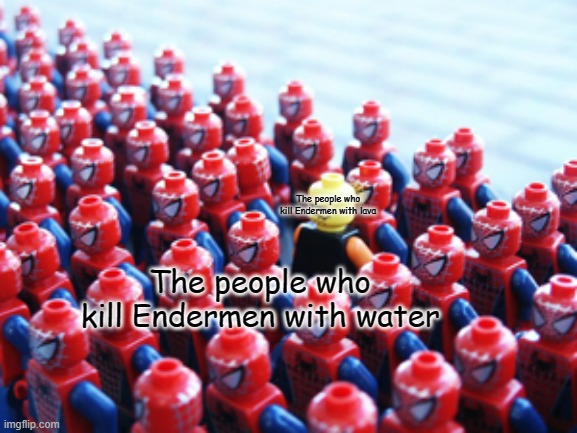How people kill Endermen | The people who kill Endermen with lava; The people who kill Endermen with water | image tagged in odd one out,minecraft,enderman | made w/ Imgflip meme maker