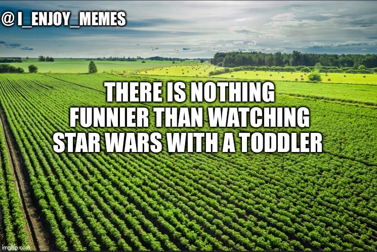 I_enjoy_memes_template | THERE IS NOTHING FUNNIER THAN WATCHING STAR WARS WITH A TODDLER | image tagged in i_enjoy_memes_template | made w/ Imgflip meme maker