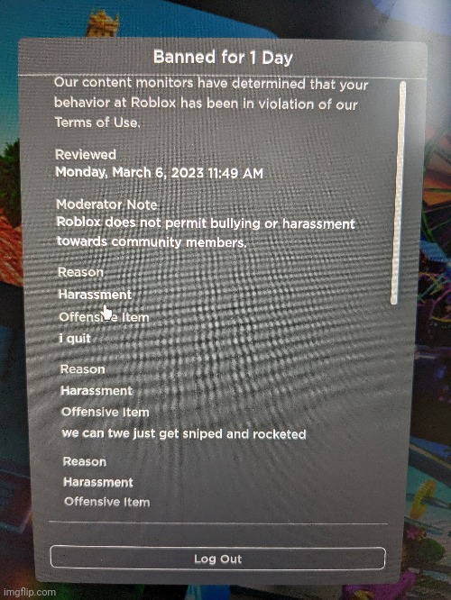 Roblox Ban Note