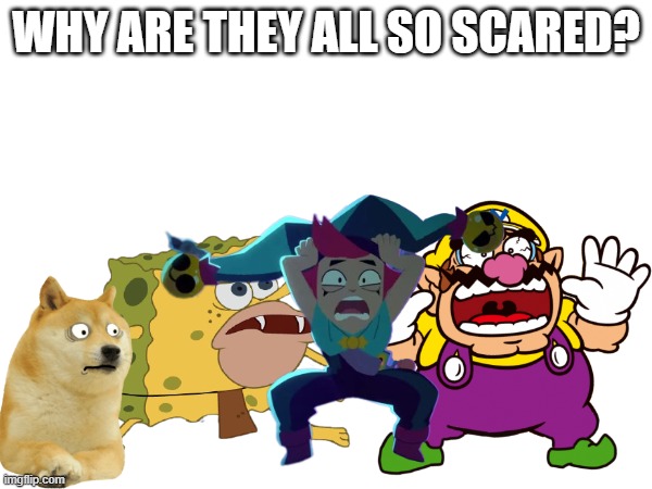 Wrong answers only | WHY ARE THEY ALL SO SCARED? | image tagged in scared,wrong answers only | made w/ Imgflip meme maker