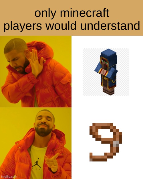 Drake Hotline Bling | only minecraft players would understand | image tagged in memes,drake hotline bling | made w/ Imgflip meme maker