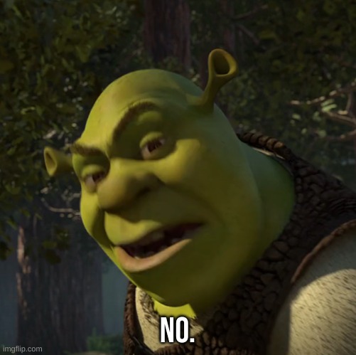 shrek questions you | NO. | image tagged in shrek questions you | made w/ Imgflip meme maker