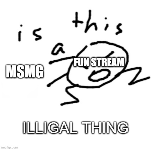 the misspelling is accurate | FUN STREAM; MSMG; ILLIGAL THING | image tagged in is this a | made w/ Imgflip meme maker