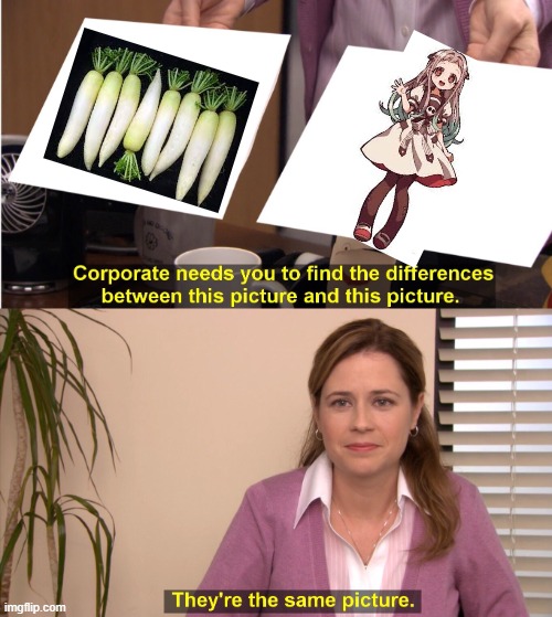Yashiro Is A Daikon | image tagged in memes,they're the same picture | made w/ Imgflip meme maker