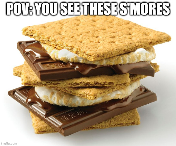 Very delicious, you can eat them or leave them. | POV: YOU SEE THESE S'MORES | image tagged in smores | made w/ Imgflip meme maker