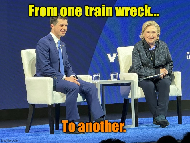 Misery loves company! | From one train wreck... To another. | made w/ Imgflip meme maker