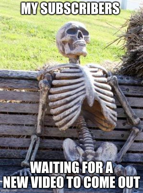 lol im not advertising my channel im jus bored asf | MY SUBSCRIBERS; WAITING FOR A NEW VIDEO TO COME OUT | image tagged in memes,waiting skeleton | made w/ Imgflip meme maker
