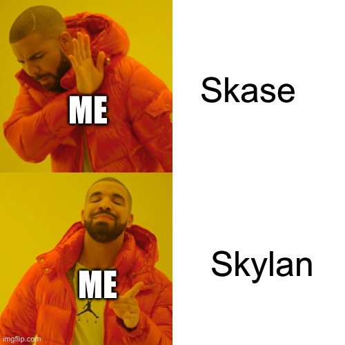 My thoughts on paw patrol shipping ( you interpret what “ylan” means | Skase; ME; Skylan; ME | image tagged in memes,drake hotline bling | made w/ Imgflip meme maker