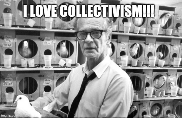 Bf skinner | I LOVE COLLECTIVISM!!! | image tagged in bf skinner | made w/ Imgflip meme maker