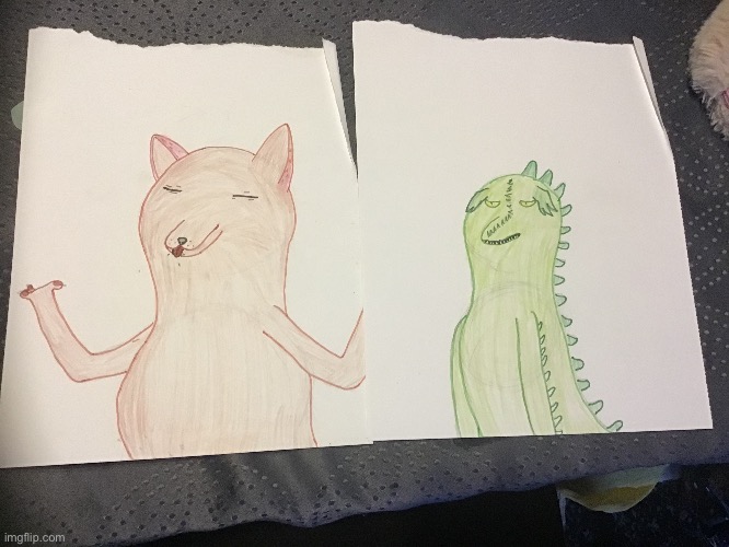 Look what I found!! My first furry drawings finally!! I’ll tell u ab them when I’m home from school :3 | image tagged in eyy | made w/ Imgflip meme maker