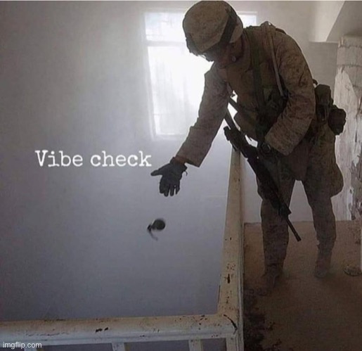The post below: | image tagged in vibe check grenade | made w/ Imgflip meme maker