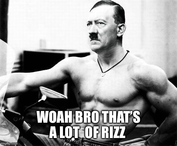 Adolf Rizzler | WOAH BRO THAT’S A LOT  OF RIZZ | image tagged in adolf rizzler | made w/ Imgflip meme maker