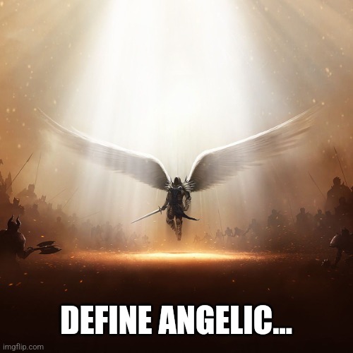 Angel Warrior | DEFINE ANGELIC... | image tagged in angel warrior | made w/ Imgflip meme maker