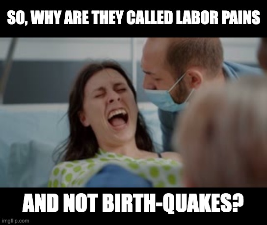 Labor | SO, WHY ARE THEY CALLED LABOR PAINS; AND NOT BIRTH-QUAKES? | image tagged in bad pun | made w/ Imgflip meme maker