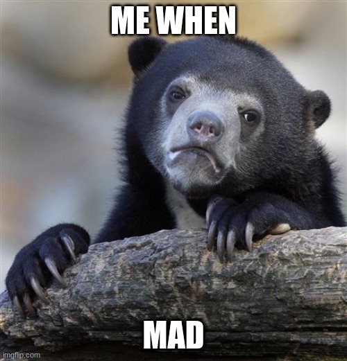 Confession Bear | ME WHEN; MAD | image tagged in memes,confession bear | made w/ Imgflip meme maker