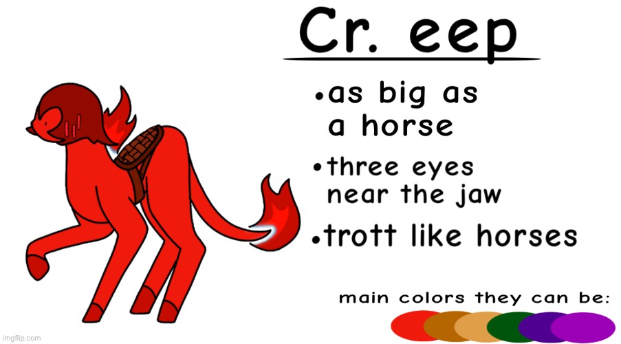 Cr. eep card :P make one of your own if you’d like! They are horses. when they die and go to hell they turn to these things. I’l | image tagged in hell,creatures | made w/ Imgflip meme maker