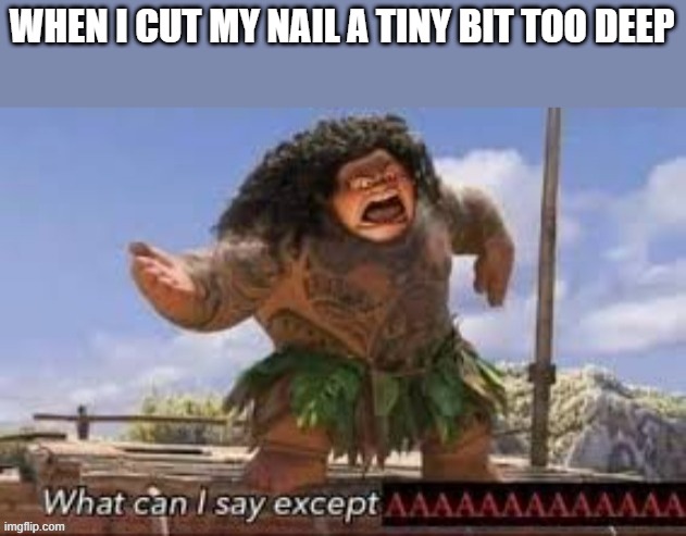 it happened like 15mns ago | WHEN I CUT MY NAIL A TINY BIT TOO DEEP | image tagged in memes,nailed it,what can i say except aaaaaaaaaaa | made w/ Imgflip meme maker