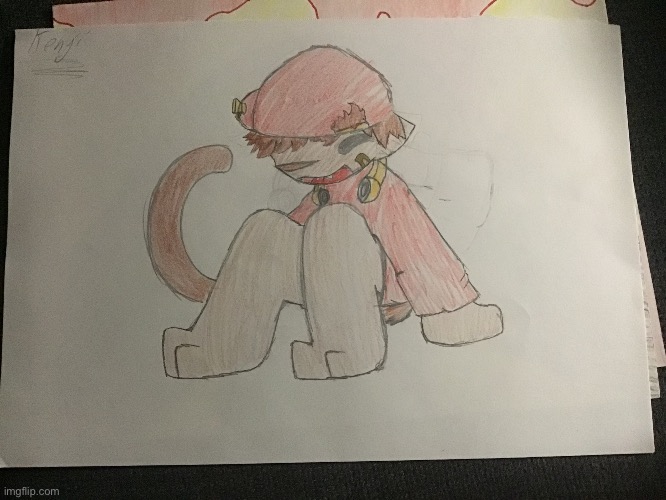 Old drawing of Sun Kenji from yt :] but as a cat + monkey thingy lol (going thru old drawings) | image tagged in kenjieh,old drawings | made w/ Imgflip meme maker