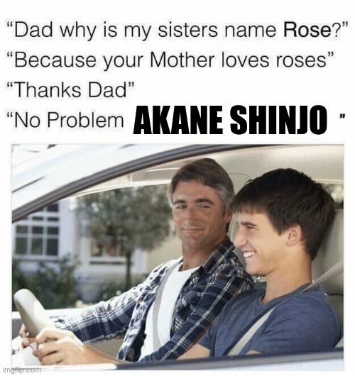 if u dont understand, akane shinjo is an anime character i love to death | AKANE SHINJO | image tagged in why is my sister's name rose | made w/ Imgflip meme maker