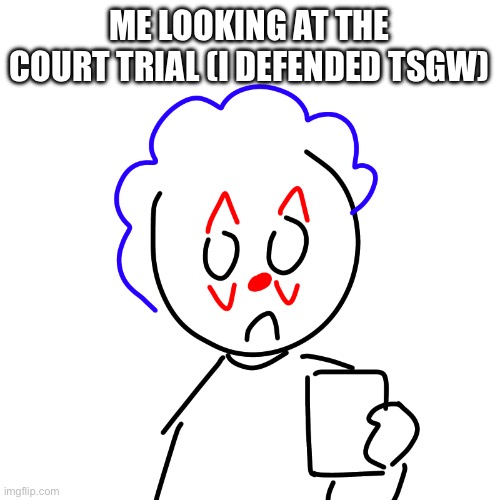 i can’t draw rn i’m on a phone but you get the message | ME LOOKING AT THE COURT TRIAL (I DEFENDED TSGW) | made w/ Imgflip meme maker