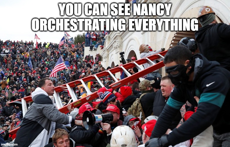 Qanon - Insurrection - Trump riot - sedition | YOU CAN SEE NANCY ORCHESTRATING EVERYTHING | image tagged in qanon - insurrection - trump riot - sedition | made w/ Imgflip meme maker