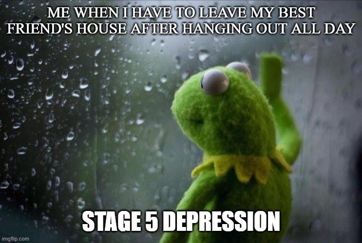 Meme #23 (2023) | ME WHEN I HAVE TO LEAVE MY BEST FRIEND'S HOUSE AFTER HANGING OUT ALL DAY; STAGE 5 DEPRESSION | image tagged in desert sports | made w/ Imgflip meme maker