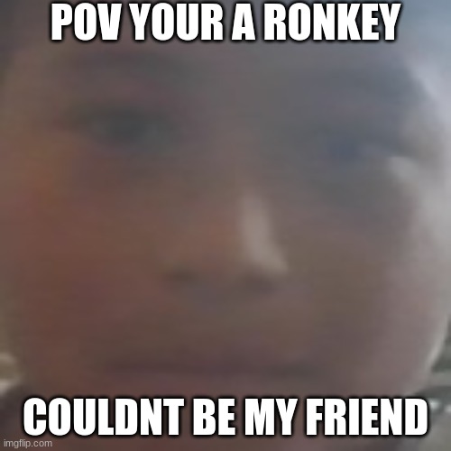 angel smiling | POV YOUR A RONKEY; COULDNT BE MY FRIEND | image tagged in angel smiling | made w/ Imgflip meme maker