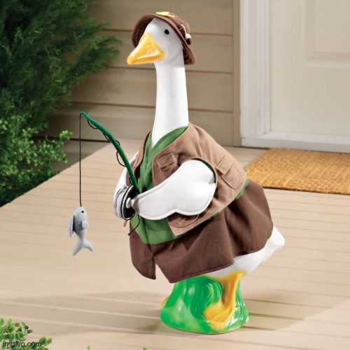 A Fisherman Goose | image tagged in cosplay,ducks,memes,funny | made w/ Imgflip meme maker