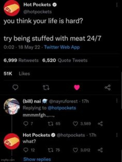 hot pockets really needs to delete their tweet quickly :skull: | made w/ Imgflip meme maker