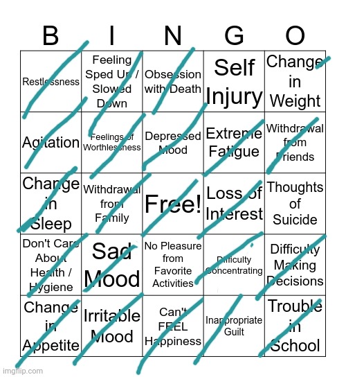 Is this a good thing? Cause I'm not sure anymore :/ | image tagged in depression bingo 1 | made w/ Imgflip meme maker