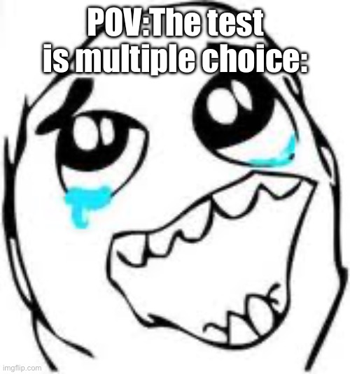 Tears Of Joy Meme | POV:The test is multiple choice: | image tagged in memes,tears of joy | made w/ Imgflip meme maker