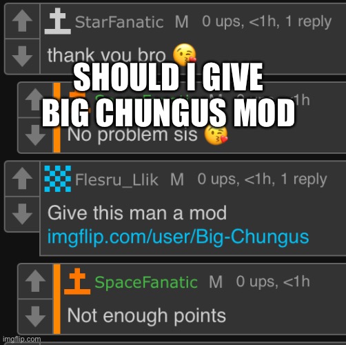 SHOULD I GIVE BIG CHUNGUS MOD | made w/ Imgflip meme maker