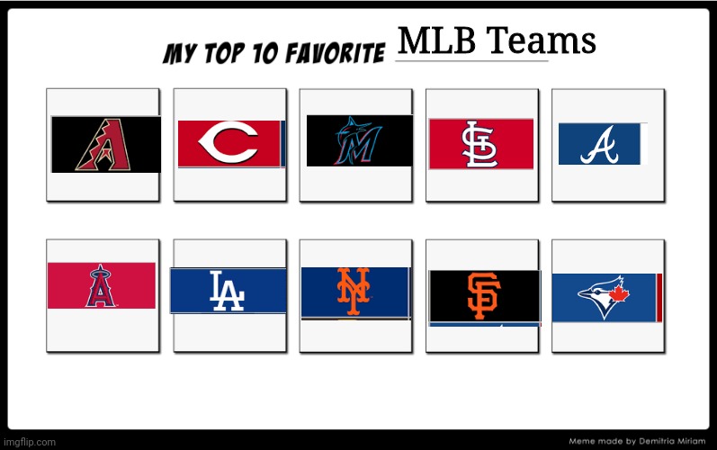 My Top 10 Favourite MLB Teams | MLB Teams | image tagged in my top 10 favorite meme,memes,mlb baseball,team | made w/ Imgflip meme maker