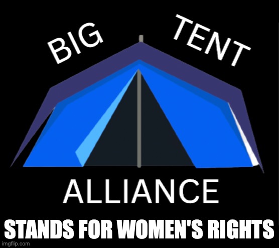 Big Tent Alliance Party Logo | STANDS FOR WOMEN'S RIGHTS | image tagged in big tent alliance party logo | made w/ Imgflip meme maker