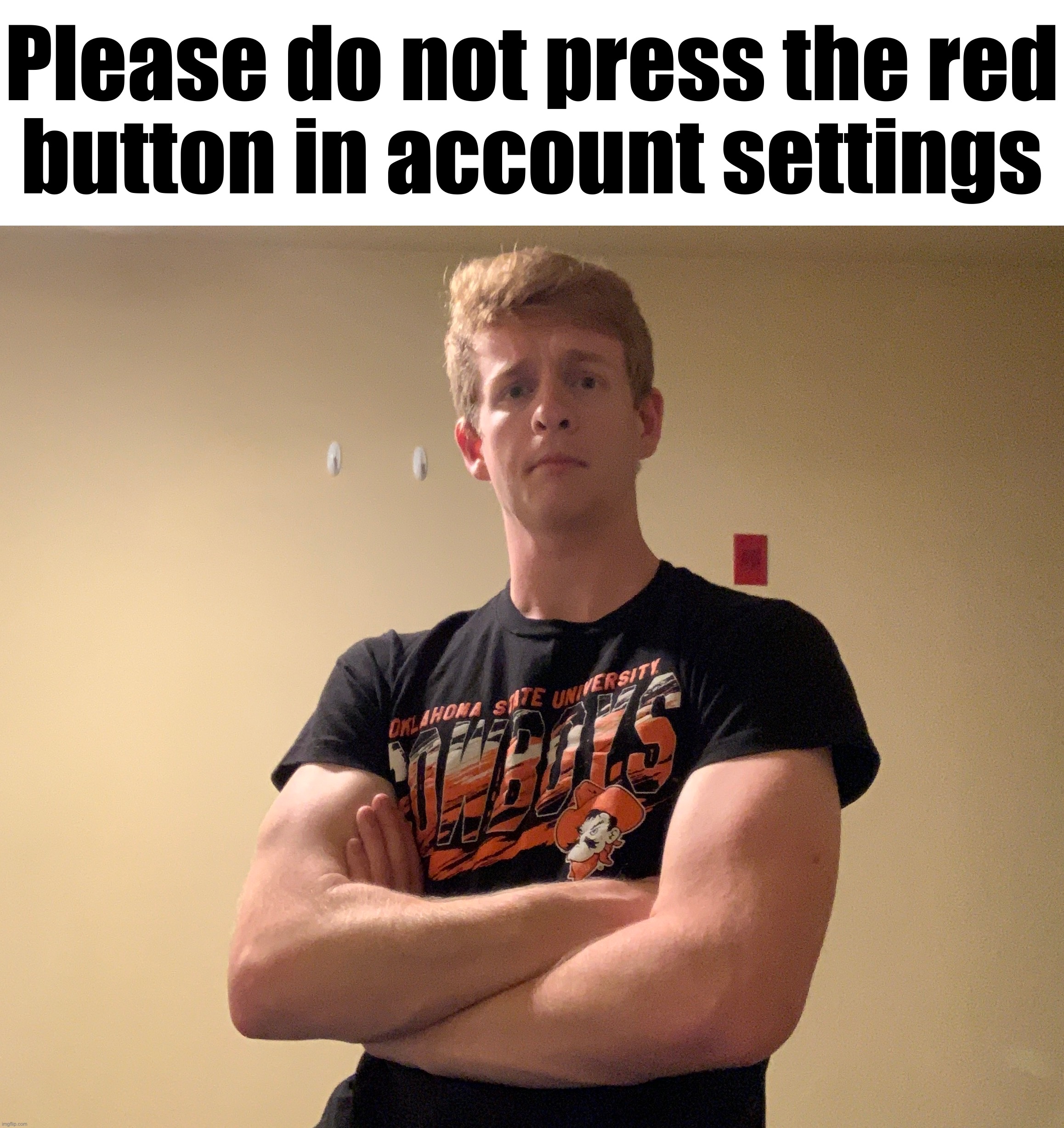 Please do not press the red
button in account settings | made w/ Imgflip meme maker