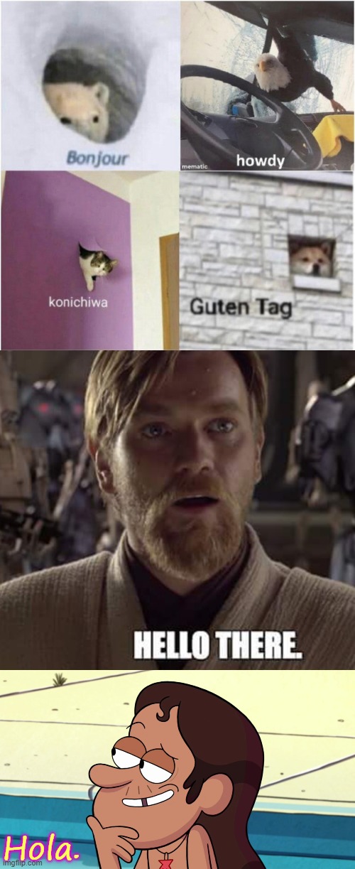 Hola. | image tagged in bonjour guten tag,general kenobi | made w/ Imgflip meme maker