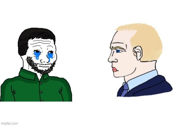 I made a 'yes chad' template with Zelensky and Putin. DO with it as you wish | image tagged in vladimir putin,zelensky | made w/ Imgflip meme maker