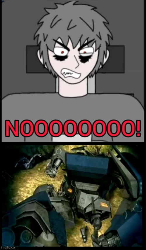 Mepios’ reaction to tfp breakdown’s death | image tagged in anti furry,furry,breakdown,transformers prime,reaction,villain | made w/ Imgflip meme maker